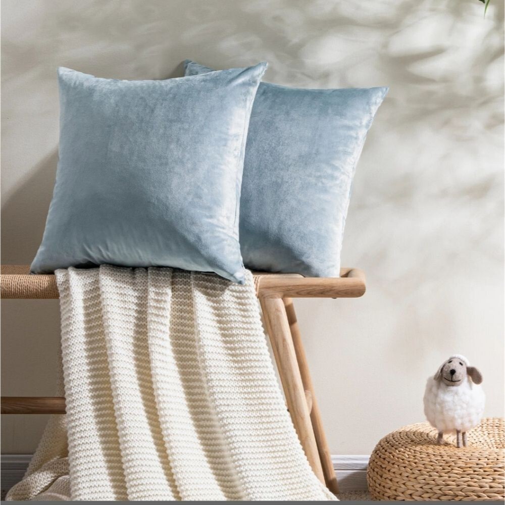 Blue Velvet Square Pillow Covers